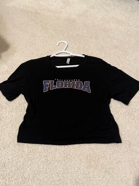 Florida Graphic Cropped Tee - Black with Blue & Orange Logo